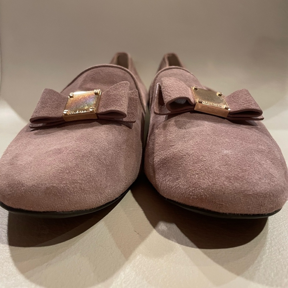 Cole Haan Women's Mauve Suede Loafers with Bow Accent
